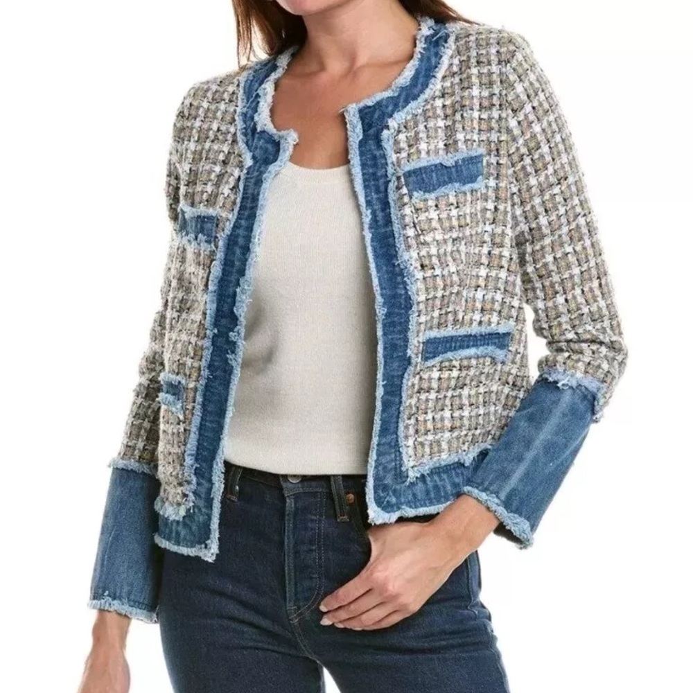 Nanette Lepore Blue Gray Blazer with Denim Trim